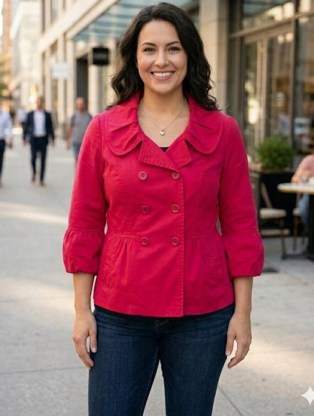 GEORGE Red Jacket, Flared Cuffs and Bottom Hem